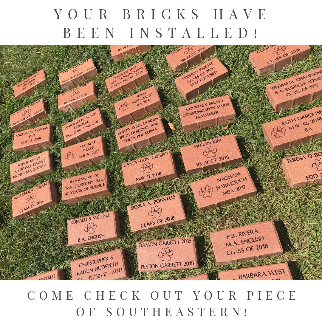 SLU_Alum's tweet photo. Are you coming back for Homecoming?
It’s the perfect time to come to Friendship Circle and check out your piece of Southeastern. 

Want to leave your legacy here? 
Click here to get yours.
https://t.co/Q9kHqlaWYS

#lionup #lion4life #sluproud https://t.co/C1WmEGx3oH