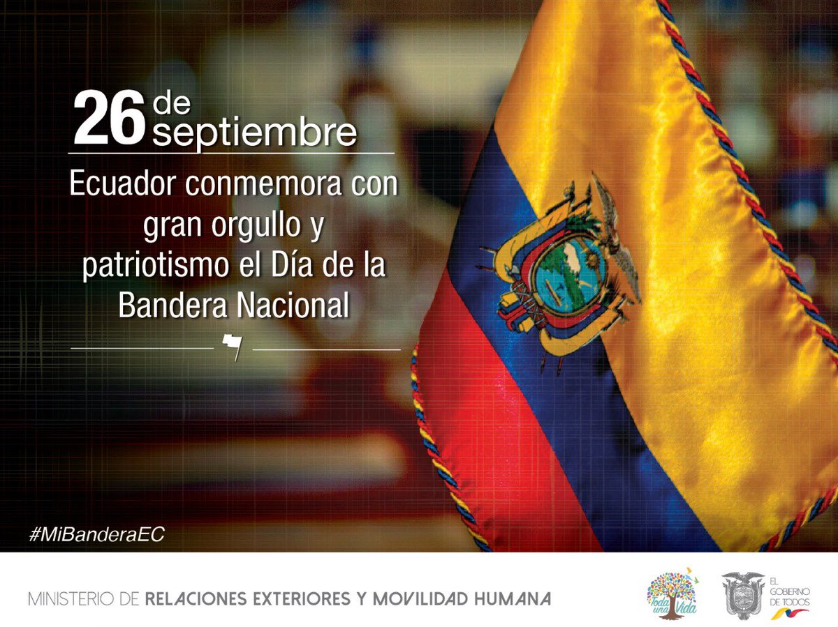 EmbajadaEcuARG's tweet photo. La Embajada del Ecuador en Argentina conmemora hoy, 26 de septiembre, el día de la Bandera Nacional; símbolo patrio que representa la dignidad y la libertad de nuestro país. 

#MiBanderaEC https://t.co/BbwEs9WSRK