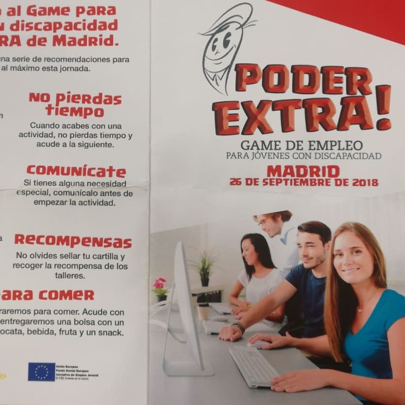 Laborvalia's tweet photo. Hoy nos encontramos en Madrid, en la game de empleo para jóvenes con discapacidad PODER EXTRA, organizado por @Fundacion_ONCE aprendiendo nuevas herramientas para acceder al mercado laboral. Una propuesta innovadora y super interesante. #PoderExtra https://t.co/RNrlq0WRdV