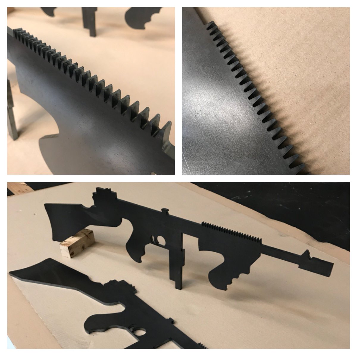 DPENGltd's tweet photo. 10mm mild steel guns we laser cut today https://t.co/chWmPfZE3X
