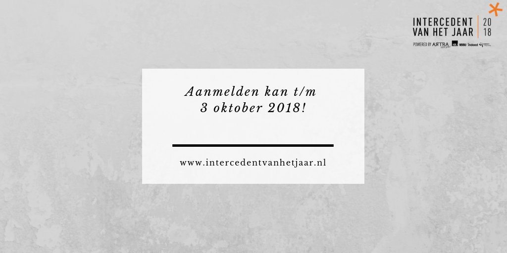 Intercedent2019's tweet photo. Je hebt nog één week om jezelf of jouw collega in te schrijven voor de Intercedent van het Jaar verkiezing 2018! https://t.co/0RPmgg5bIC https://t.co/yU0Vc0ZkQr