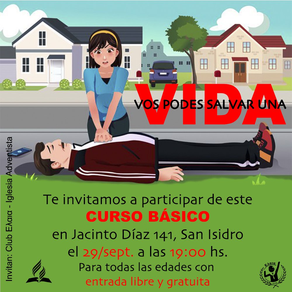 hagigliotti's tweet photo. 🚨 #Urgente 🚨

Vos podes #Salvar una #Vida

Aprendé #RCP básico este 
📅 #sabado 29/09 
🕡 19:00 hs
📫 Jacinto Diaz 141 #SanIsidro
🎟 Entrada libre y gratuita

⛺️ Auspicia #ClubΕλαια e
⛪ #IglesiaAdventista

#FloridaEsteVL #Olivos_VL #LaLucilaVL #Martinez #Boulogne #MiBoN https://t.co/ztAgdvm8df