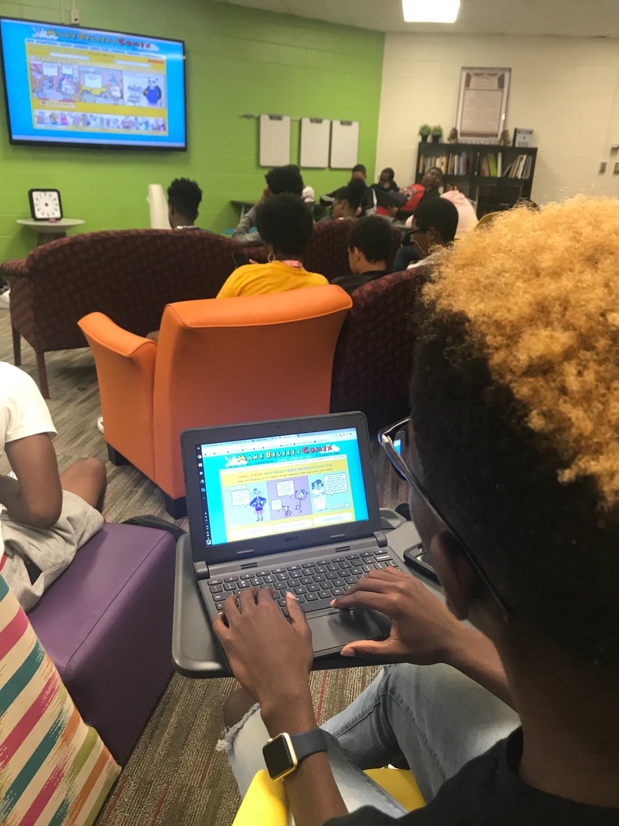 RVJournalism's tweet photo. RV summer reading celebration: students create comic strips to accompany their summer reading selection, “Black Panther” #RVReads2018 https://t.co/lTGBESLghg