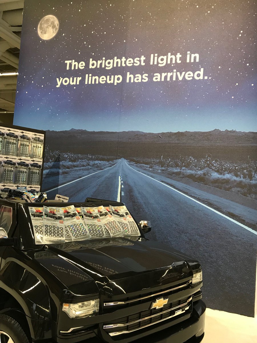 PollardBanknote's tweet photo. Hey #NASPL2018! Rev up for the afternoon Trade Show by entering to win a Mini Silverado Ride-In Truck! All you have to do is follow us on Twitter & tag us in a photo with our GIANT Silverado instant ticket using hashtag #NASPL2018 to be entered! Contest ends at 3 pm! @NASPL_HQ https://t.co/hWJ3uJc6px