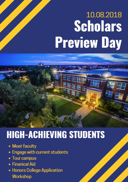 FarmersCCC's tweet photo. Seniors in the top 10% of their class &amp; interested in attending @tamuc are encouraged to attend Scholars Preview Day on Monday 10/8 https://t.co/79yvxdEjqZ