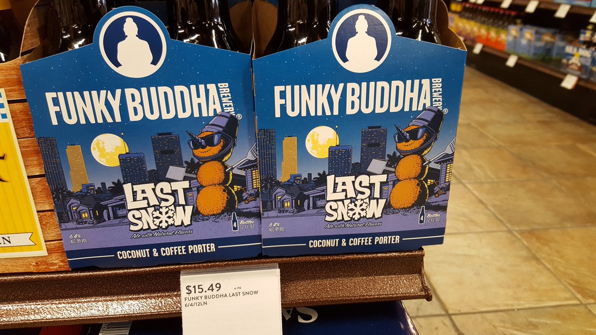 abcbeerjames's tweet photo. Even if it's #fakesnow in #florida it's the only snow we seem to get! The @funkybuddhabrew #lastsnow #beer is melting quickly so get it now or wait until it mysteriously shows up again! https://t.co/FlQnLz8mfu
