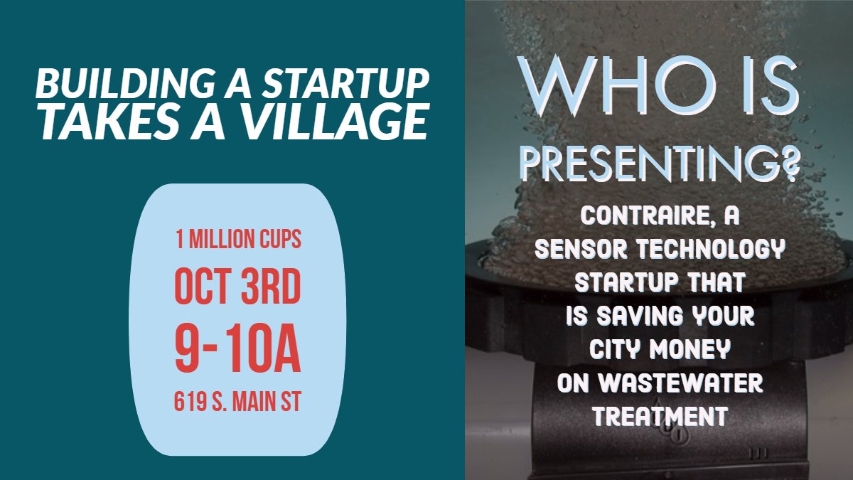 Invest in yourself next Wednesday, Oct 3rd at 1 Million Cups! Two entrepreneurs will be sharing their story of building a business from the ground floor.