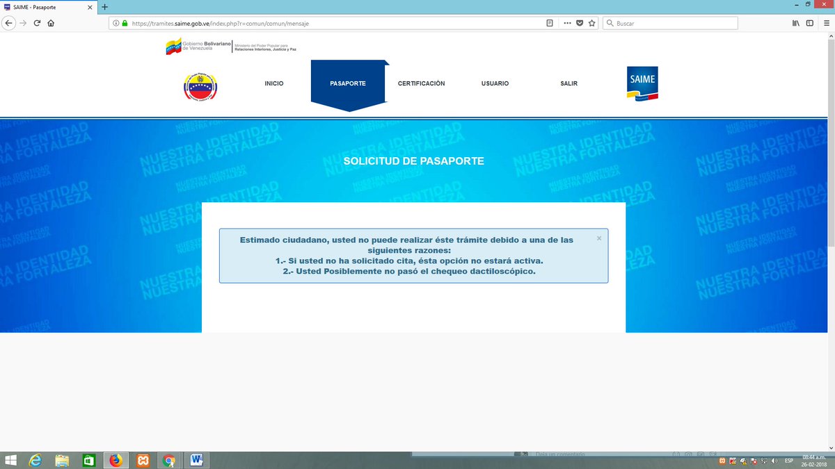 Betatools_ve's tweet photo. @reenviossaime  estimado como hago si tengo mi pasaporte ya en proceso 2 años mira mi estado https://t.co/TD26fjFQa0