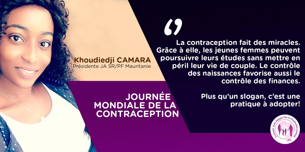[Parole aux jeunes] Plaidoyer de <a href="/diediacamara/">diediacamara</a> , Présidente des <a href="/Jasrpfmauritani/">JASRPF Mauritanie</a> à l’occasion de la #JMC2018. Plus qu’un slogan, la #Contraception est une pratique à adopter. #WCD2018 #MaContraception #Youth