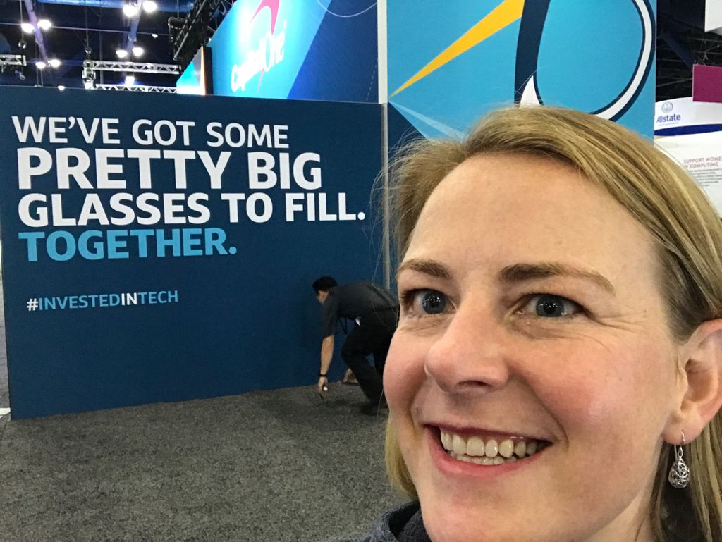 Cicotello's tweet image. “we’ve got some pretty big glasses to fill!” #investedintech #GHC18