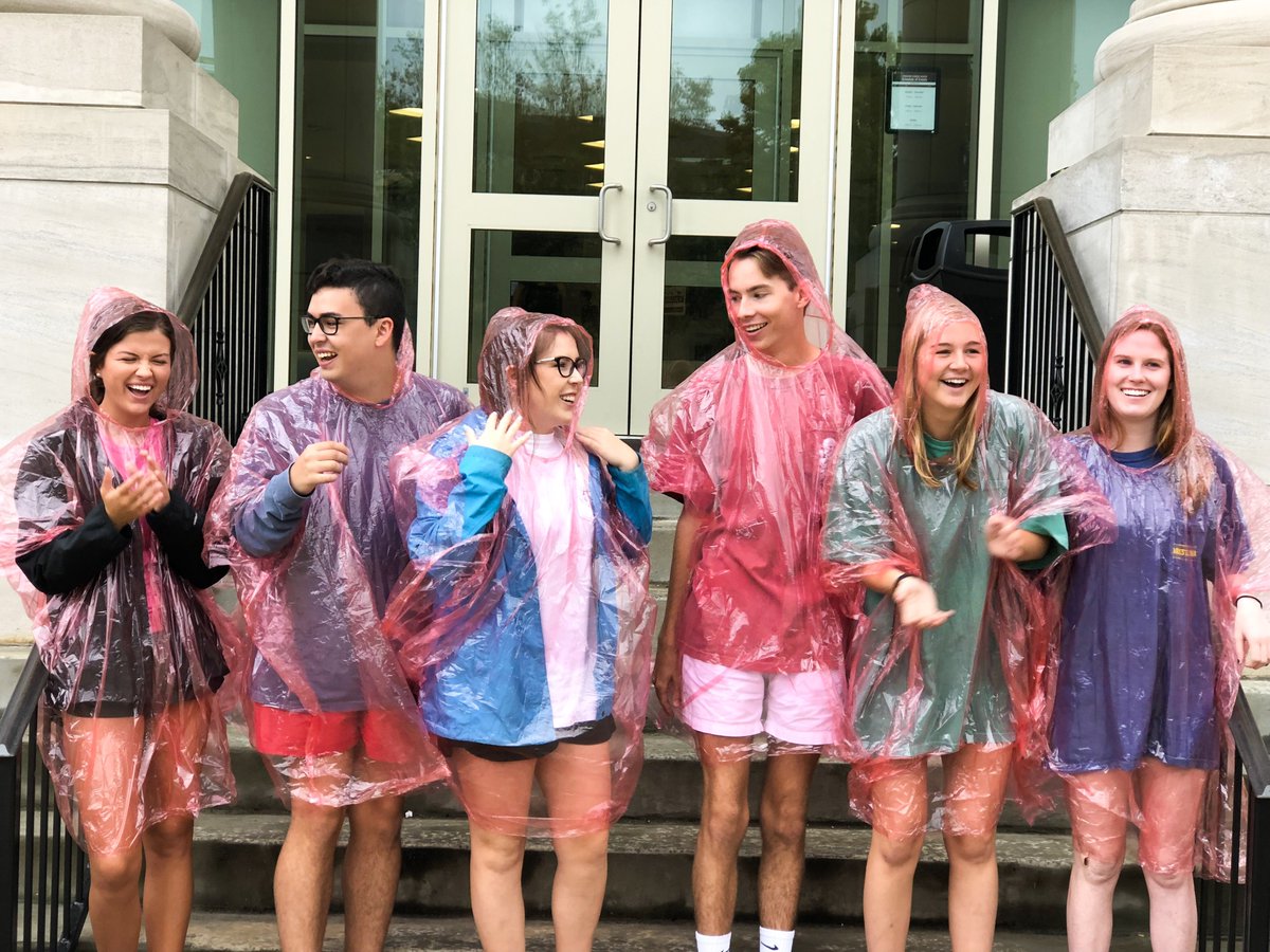 uasga's tweet photo. We’re jumping into #midtermszn and staying dry with our SGA ponchos! Don’t forget that you can snag free test books anytime from the SGA office in the Ferguson Center, and while you’re at it pick up a poncho from the basket by the door! 
#StudentsServingStudents https://t.co/nZY7KuXYJk