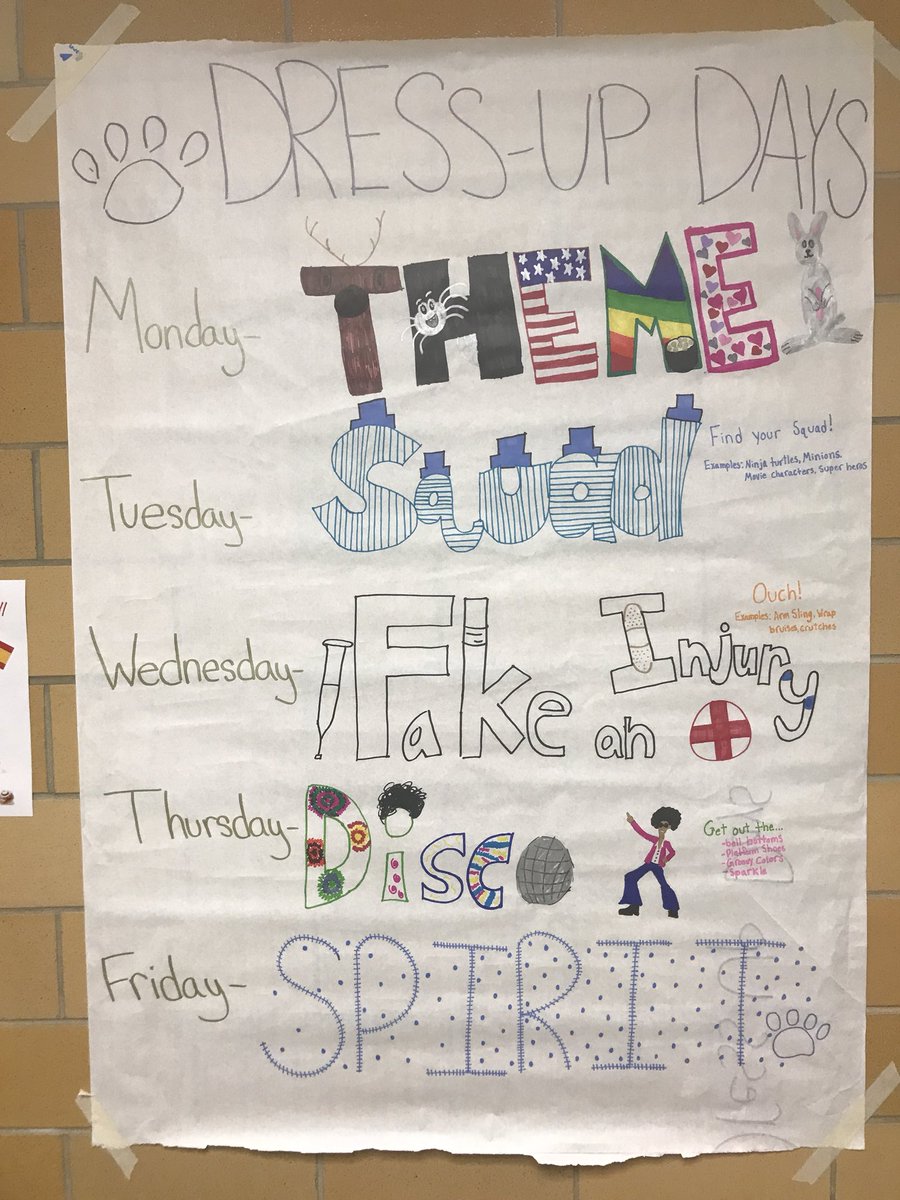 2018 Homecoming Dress Up Days for 
#goodhueschool Go Wildcats!!!!