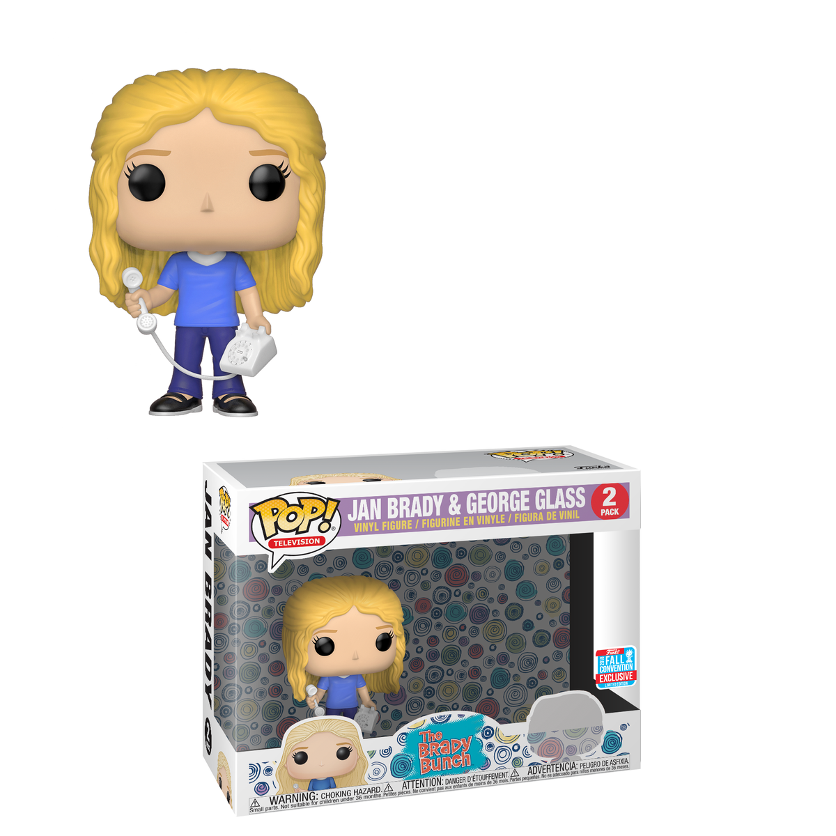 Funko's tweet photo. RT &amp; follow @funko for the chance to win an NYCC 2018 exclusive Jan Brady and George Glass Pop! 2-pack! #FunkoNYCC https://t.co/FDw9K2OuMi