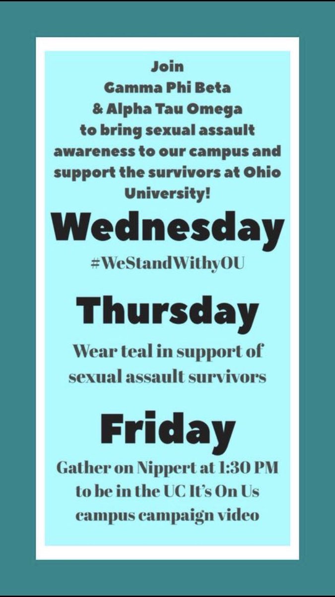 We are proud to say that we are working with the women of <a href="/UC_GammaPhiBeta/">UC Gamma Phi Beta</a> to raise awareness to the sexual assault victims of OU. All are welcome to take part as well!
#WeStandWithyOU #ItsOnUs
