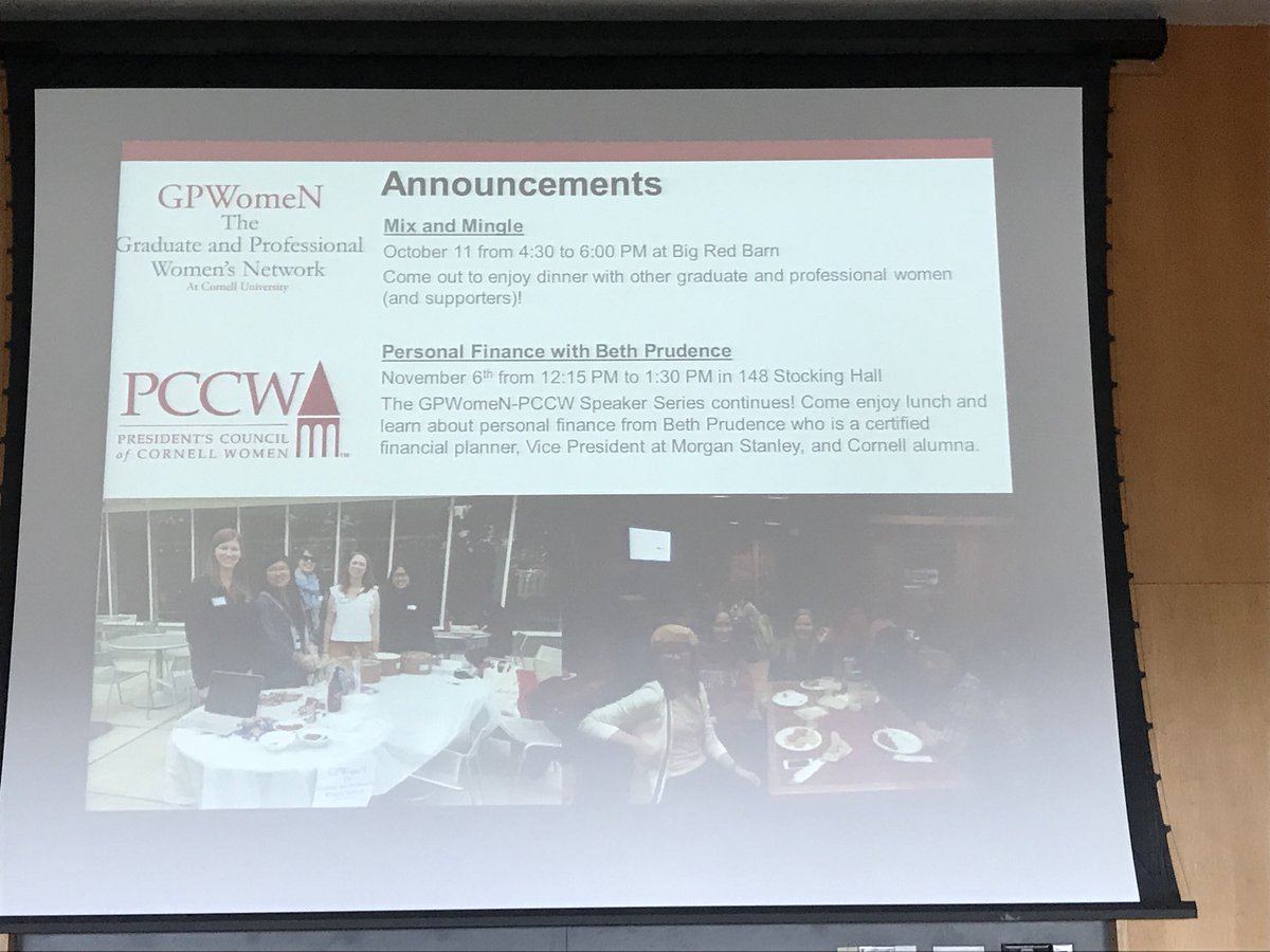 Full lecture room of @Cornell graduate students gathered for lunch seminar co-sponsored by @Cornell_PCCW about successful launching and “adulting”.