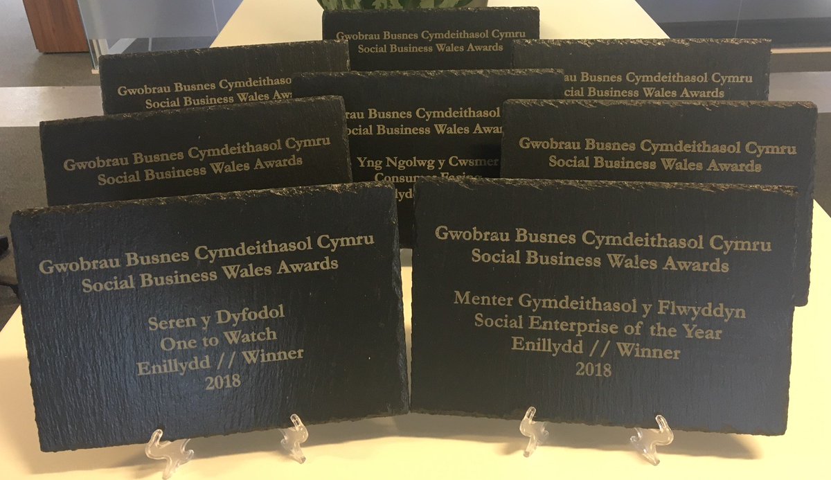 This is what it’s all about – the #SBWAwards18 trophies, made from Welsh slate, crafted and engraved by social enterprise <a href="/MTIBUK/">MTIB</a>. Stick with us as we reveal this year’s winners.