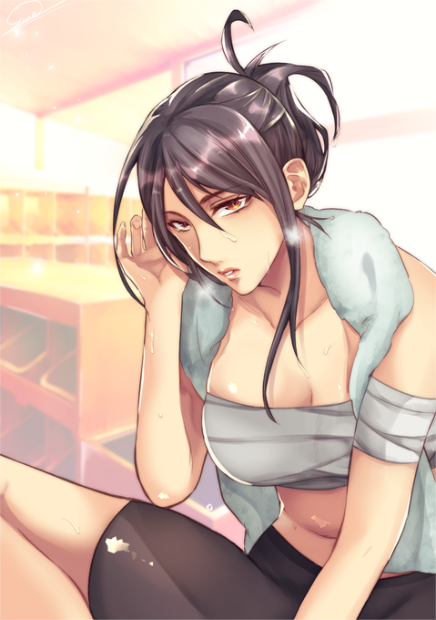 という訳で本人からの圧で(語弊)髪結い上げてる雅さん描きました 