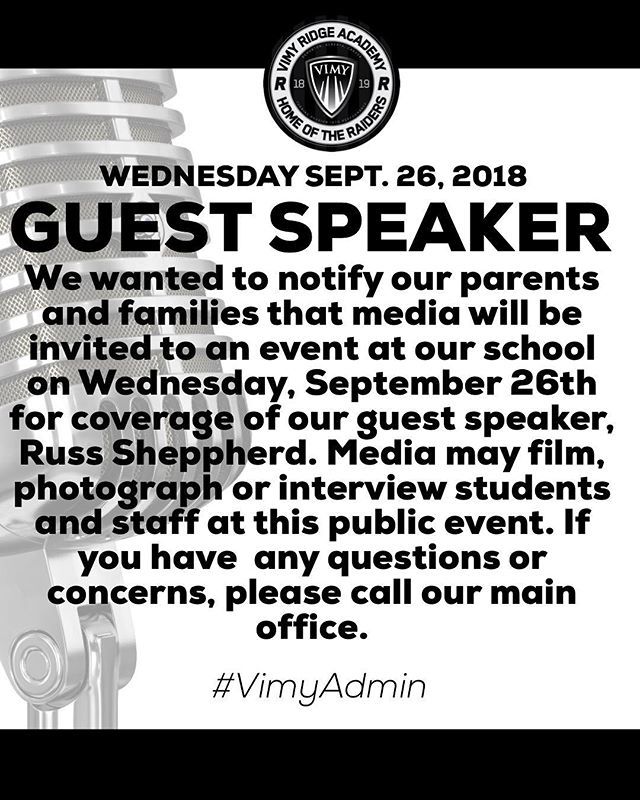 VimyAcademy's tweet photo. The media will be in our school today and our CORE values, as always, should be front and center. Citizenship. Opportunity. Respect. Enthusiasm. Know them. Be them. #vimycore #vimyadmin #epsb #yeg #co https://t.co/hbZvQX32Zx