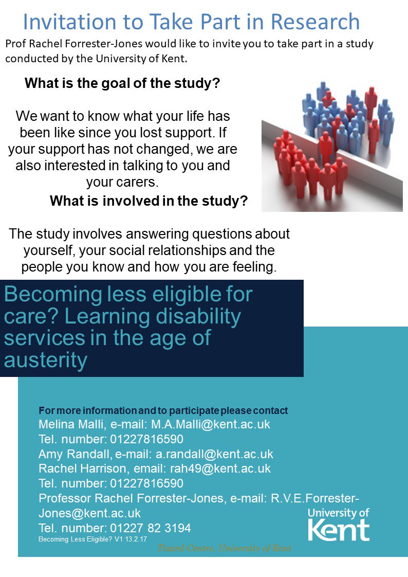 NenePrimaryCare's tweet photo. Invitation to Take Part in Research

The @UniKent   is looking for people with an #IntellectualDisability to take part it in a #research about #austerity.

For more information and to participate please contact a.randall@kent.ac.uk

https://t.co/IEXzMOKYzS

cc. @mencap_charity https://t.co/74K17QAq00