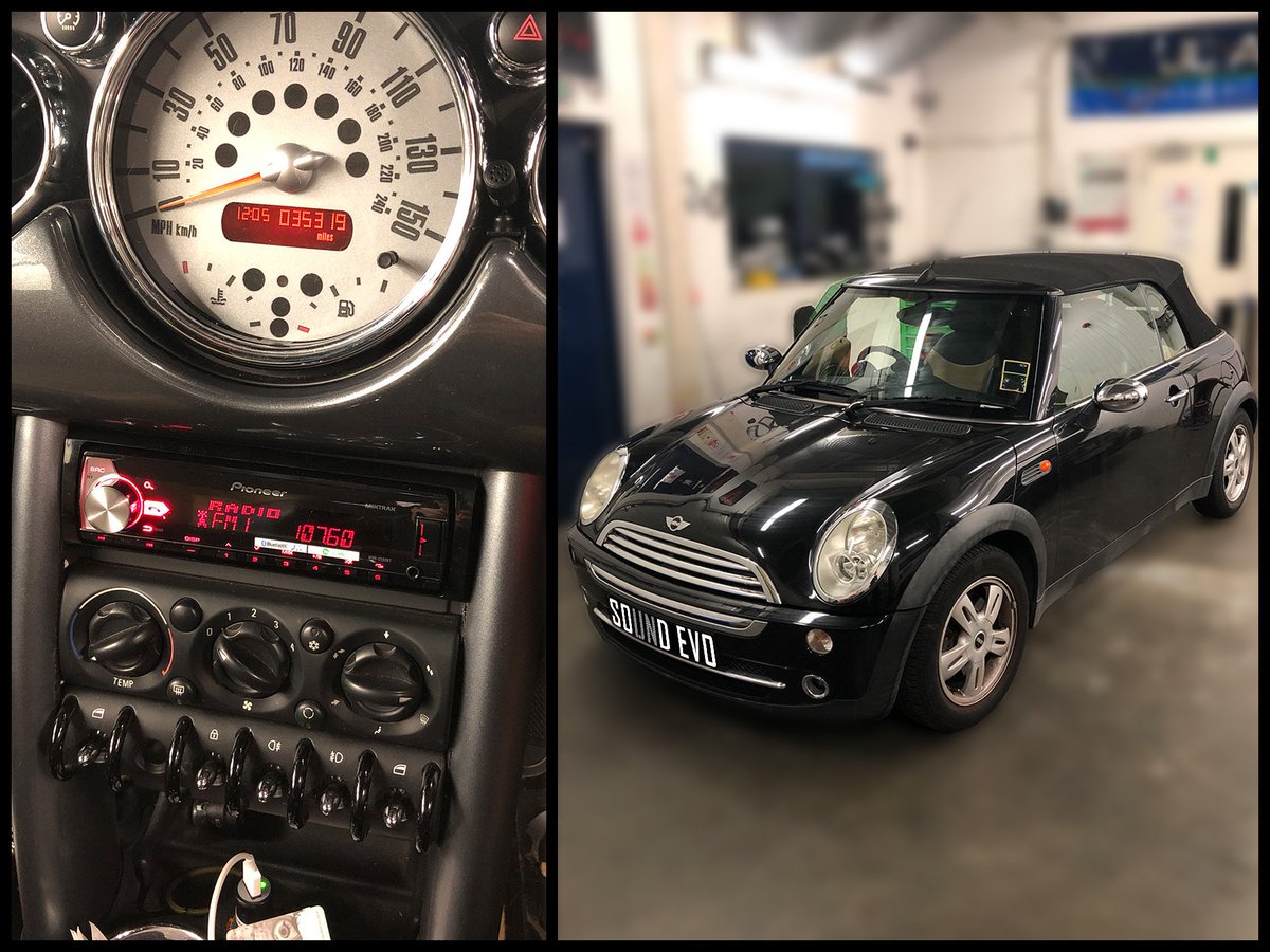 SoundEvo's tweet photo. @PioneerUK MVH-X580BT Stereo with AM/FM, Bluetooth, USB and Spotify. Compatible with iPod/iPhone &amp; Android installed in a MINI Cooper https://t.co/3RW2dpGygE