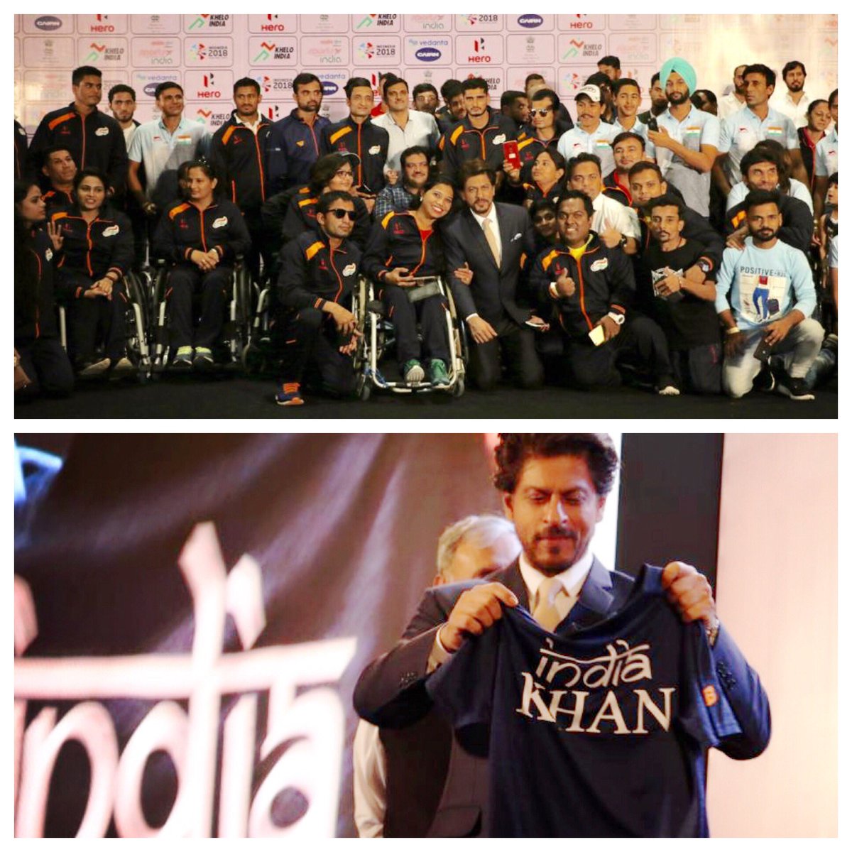 iamsrk's tweet image. Thx to the Paralympic Committee of India &amp;amp; Mr. Rao  to allow me to get inspired by the Paralympic Contingent of boys &amp;amp; girls. Learnt the lesson of celebrating incompleteness with grit &amp;amp; courage. Jao &amp;amp; Chak Doh Phatte !! Lov &amp;amp; best wishes to all of u