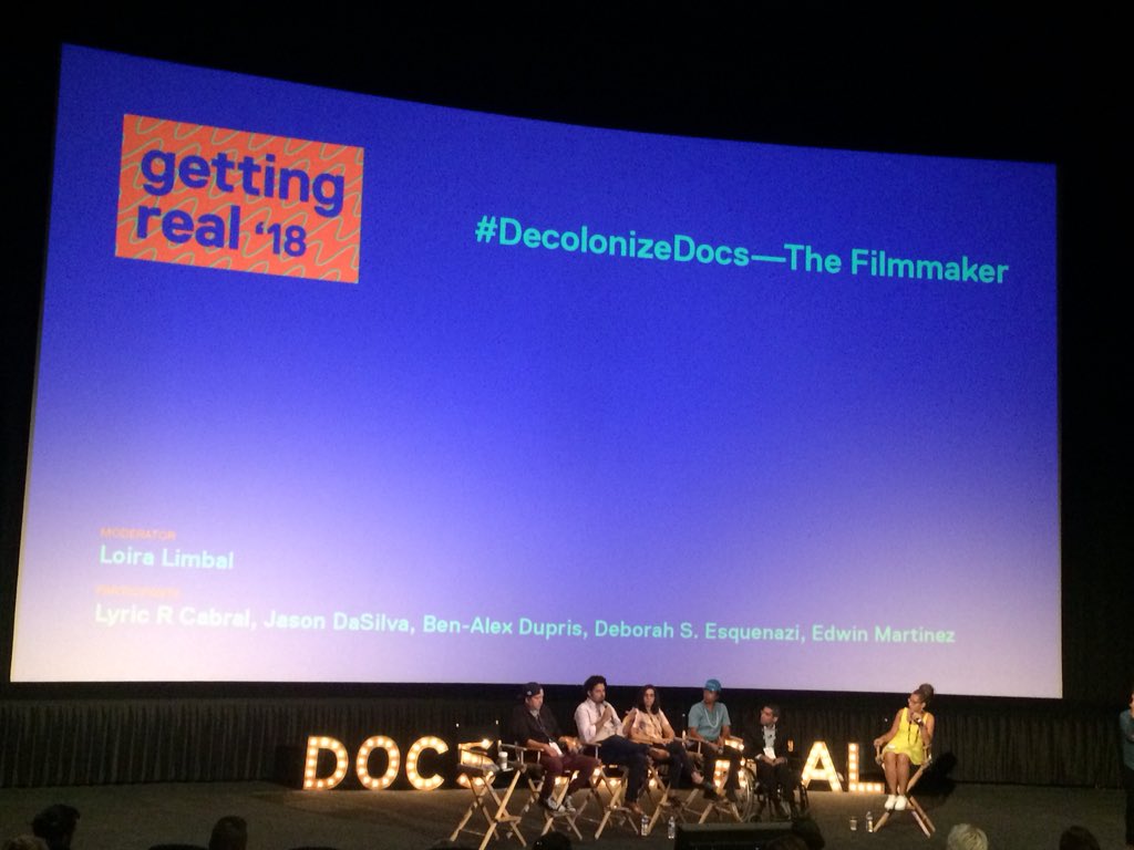 lisavalencias's tweet image. The panel I’d love to listen to everyday! #DecolonizeDocs-The Filmmaker at @IDAorg Getting Real conference with @DJLaylo @LyricCabral Jason DaSilva Ben-Alex Dupris @deb_esquenazi Edwin Martinez