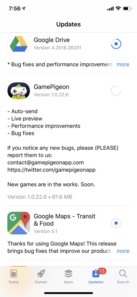 MilenkoStrika's tweet photo. @Apple how come the app GamePigeon I don’t have installed, is inside my update list?! #appstore #bug https://t.co/araURsILBZ