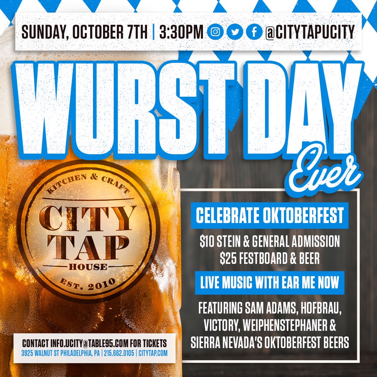 Upcoming_Events's tweet photo. Have the best day ever at the Wurst Day Ever event @citytapucity on Sunday, October 7th! Celebrate #Oktoberfest with bratwurst and all things German! Tickets here: https://t.co/540z1Ru8K4
#philadelphia #festival #German #Food #phillyevents #citytaphouse https://t.co/UEXUzsw3Zw