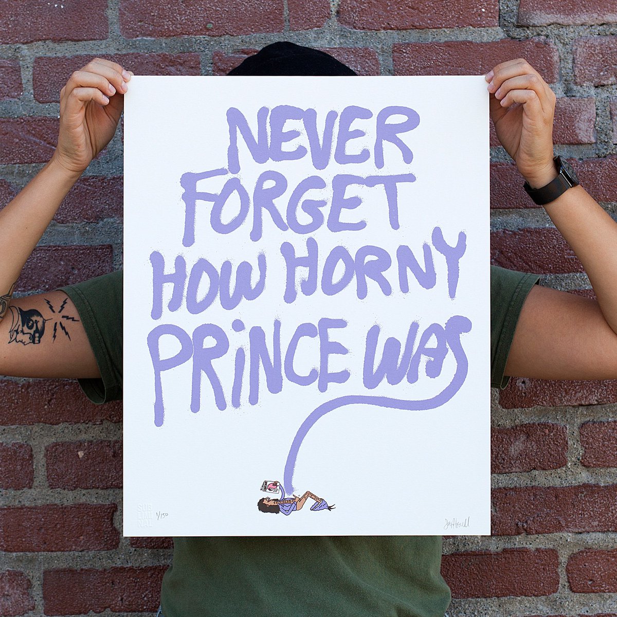 subliminal_art's tweet photo. For Prince, 2018. 16 x 20 inches. Screenprint on Coventry Rag White Paper. Signed and Numbered by #JayHowell. Edition of 150. $35. Subliminal publishing chop in lower left corner.
A select amount will be available at @District13ArtF: Stand #1A Level 1 (in-booth only). https://t.co/hgoWaUsoWu