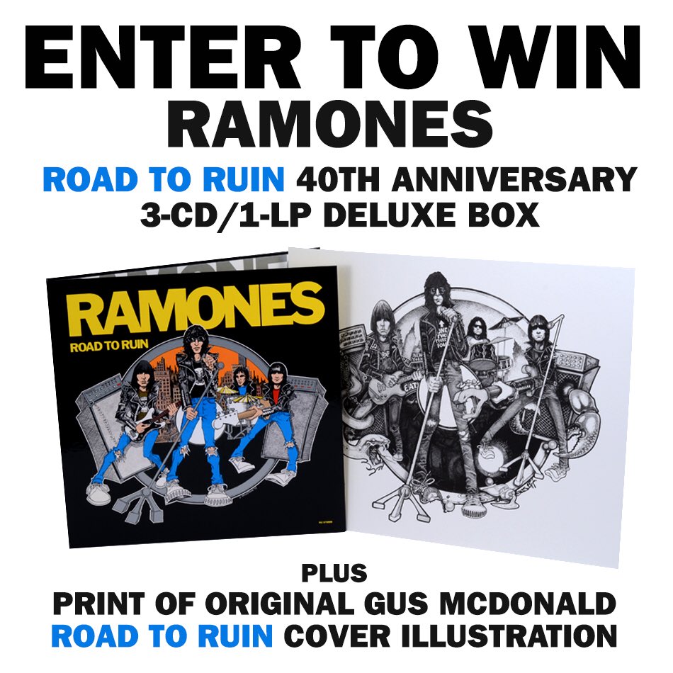 HomersMusicNE's tweet photo. Oh yeah-it’s Give-A-Way-Wednesday! We have a few contests for you today. Let’s start off with the Ramones Road To Ruin 40th Anniversary box set which is out now. Re-tweet to win a copy of this classic! #Homers #HasTheVeryBest #GiveAways https://t.co/t8nCDMpJaq