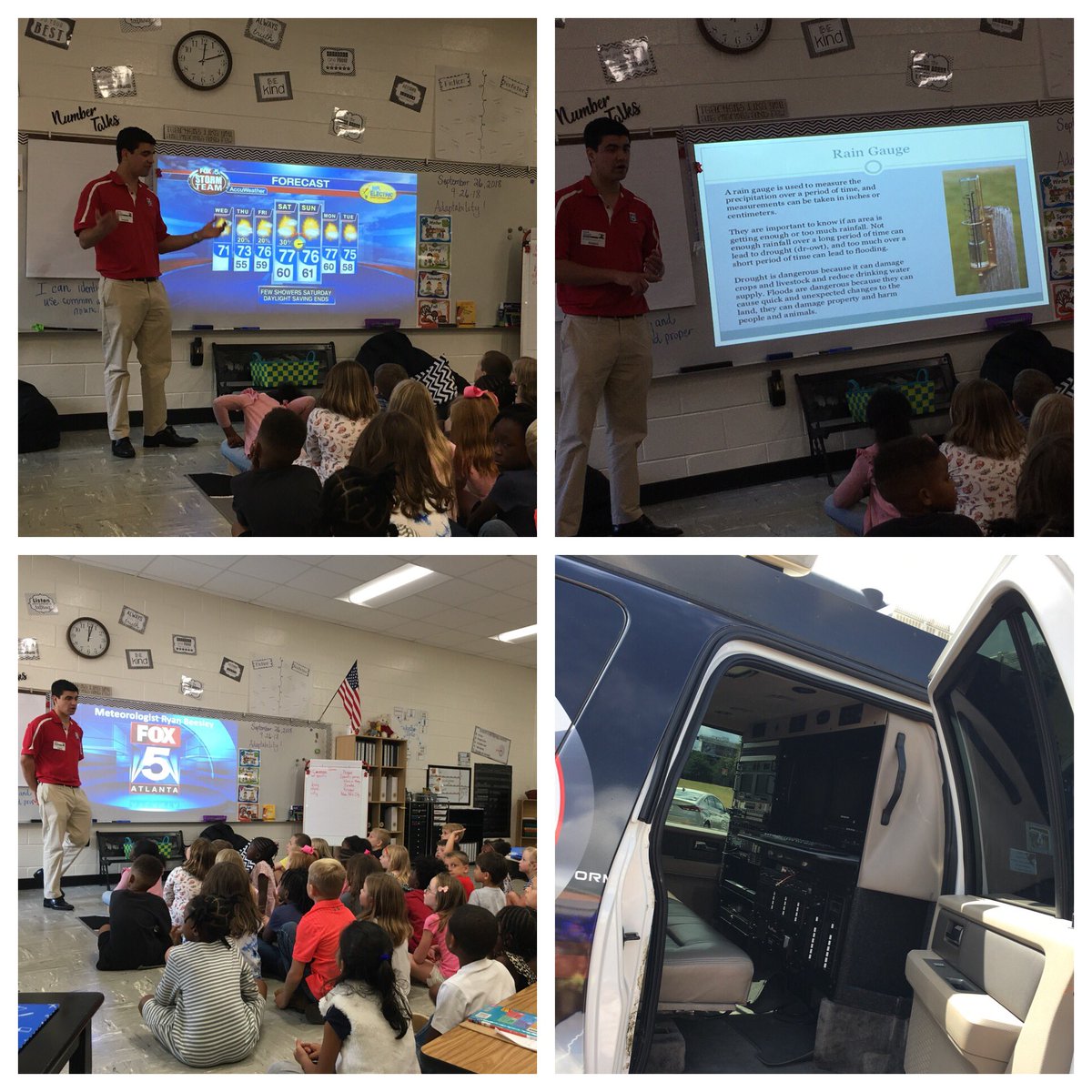 malette_amanda's tweet photo. The Munchkins had a great visit with @RyanBeesleyFox5 news today! He taught us about his job, weather tools he uses to measure the weather, &amp; how he helps us prepare for the weather each day.  #authenticlearning #reallife #EastLakeStrong @eastlake_hcs https://t.co/MCQ3L0TTRh