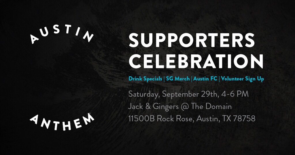 Looking forward to the <a href="/AustinAnthem/">Austin Anthem</a> event this Sat, 4-6pm at <a href="/JackGingersAtx/">Jack and Gingers</a>.  Make sure you’re there - you don’t want to miss this one! #GrowTheLegend #CultivaLaLeyenda #MLS2ATX