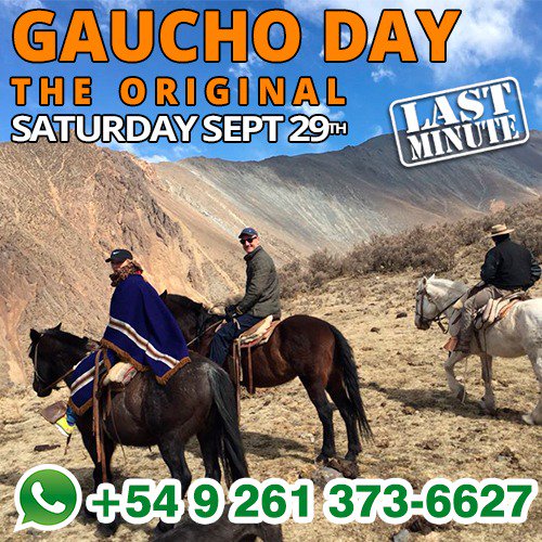 TheTintos's tweet image. SPECIAL LAST MINUTE DISCOUNT BY PAYING CASH 🚩
❤ #RealGauchoDay
Last places, special offer by paying cash 💱💲
📆 Saturday 29th September
⚠️#weareofficial EvyT Leg.15414
⚠️Não tome riscos: compre somente com agências oficiais.
📞 +54 9 261 373 6627
📧 info@mendoza-andes.com