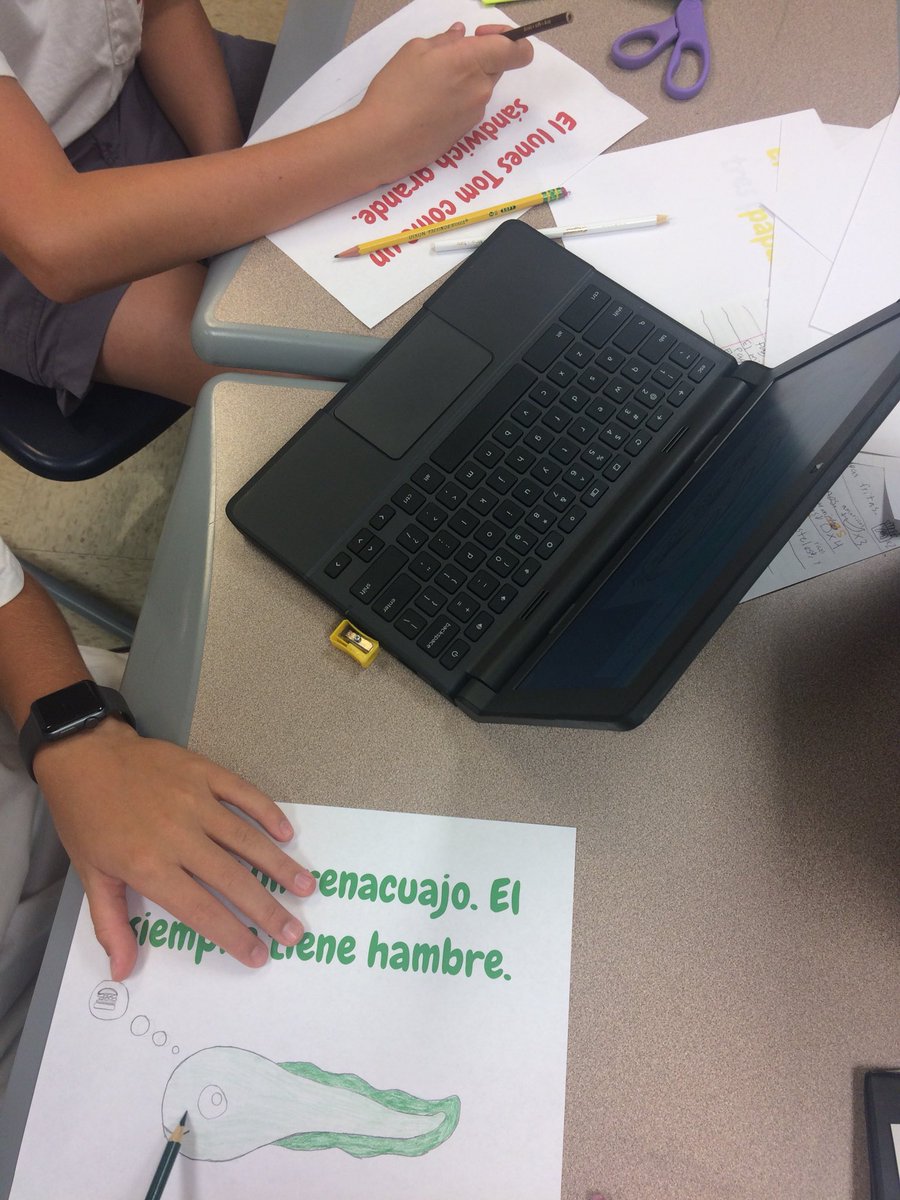 jennieborland's tweet photo. 8th graders taking pride in their work...they’re making Spanish recreations of Eric Carle’s The Very Hungry Caterpillar. Can’t wait to see the finished products! #leadyourlearning #practicepride https://t.co/nllNUPcA3h