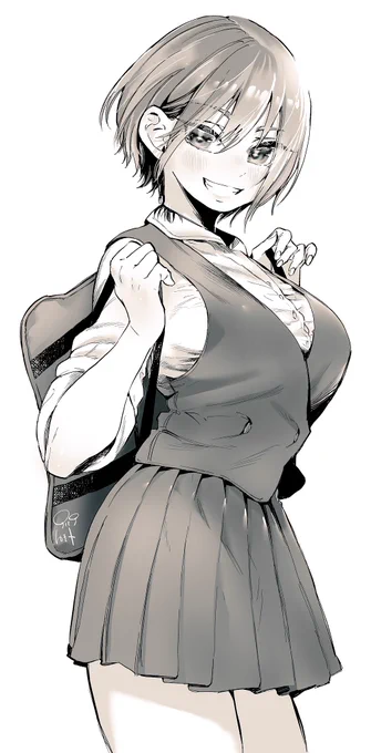 【ドローイング】ショート+つり目+巨乳 