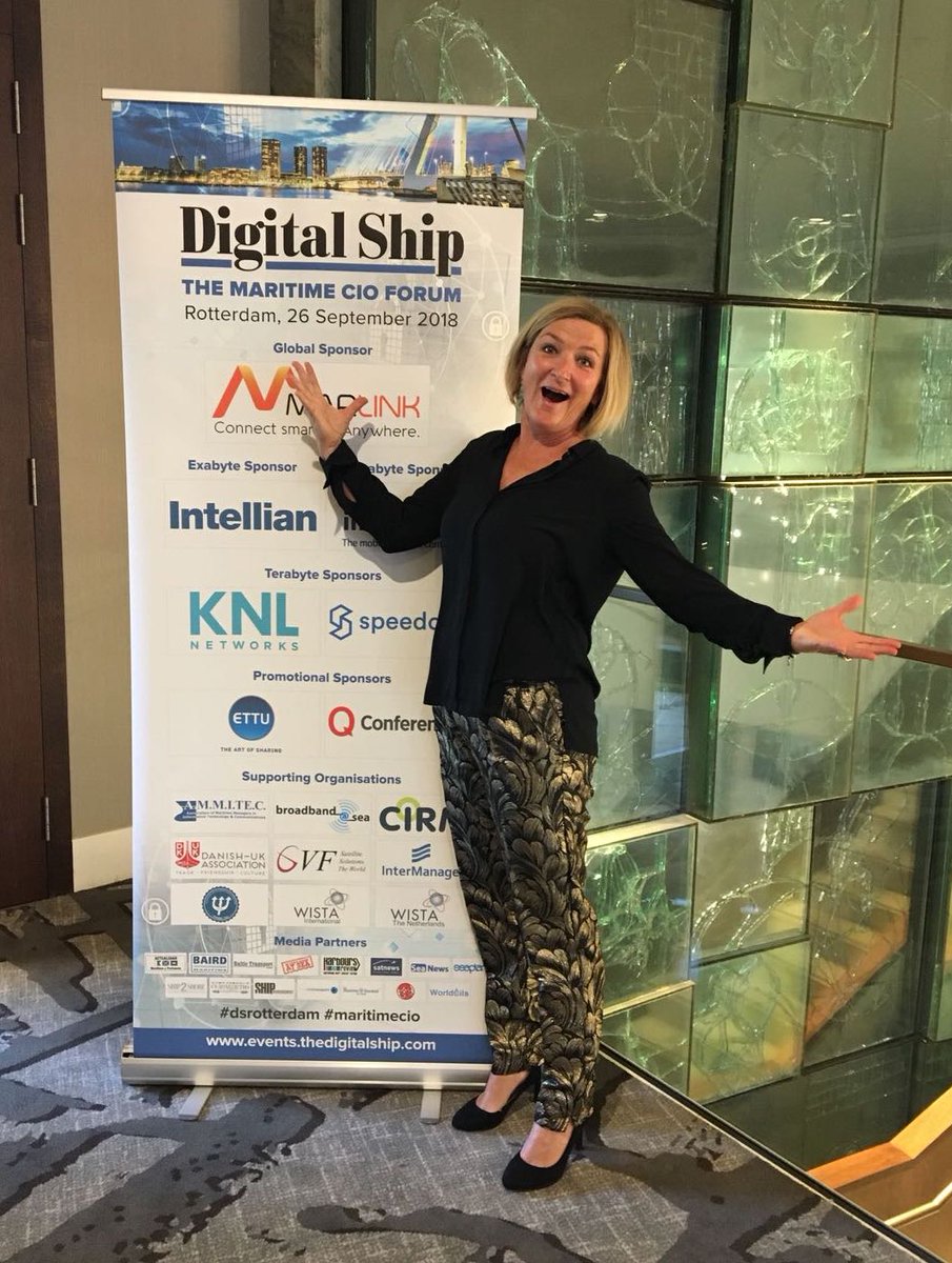 GTMaritime's tweet photo. Our very own Kim Bronwasser, has enjoyed the day at @TheDigitalShip's Maritime CIO Forum in Rotterdam today. Great to discuss how the industry is changing & how we're helping vessels with their Cyber Security needs! #maritimecio #dsrotterdam #maritimecybersecurity #CyberAware https://t.co/AjEA9sNgYY