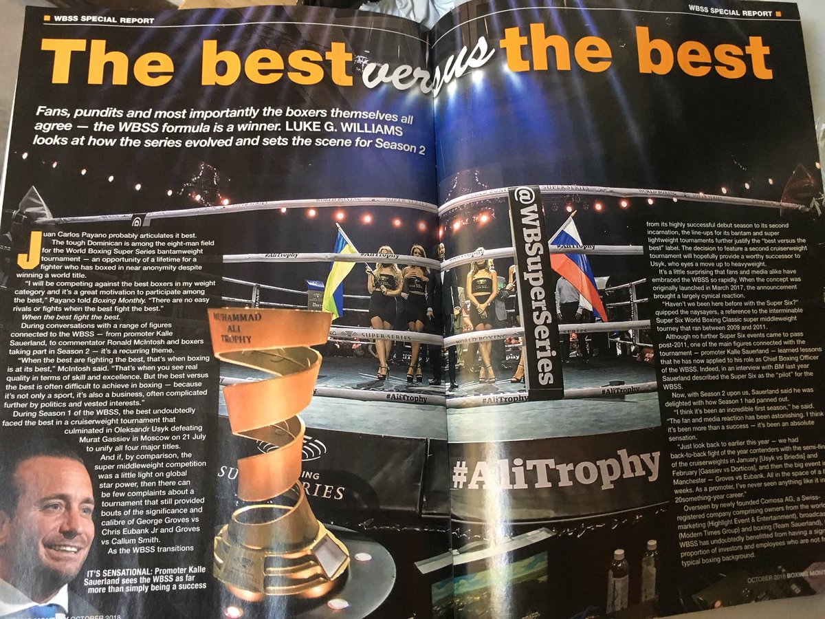 In the new <a href="/BoxingMonthlyED/">Boxing Monthly</a> I examine the @WBSuperSeries with contributions from Kalle <a href="/SauerlandBros/">Kalle & Nisse Sauerland</a> <a href="/ChampPayano/">Juan Carlos Payano</a> <a href="/McIntoshRonald/">Ronald McIntosh</a> @frankwarren_tv <a href="/ryanburnett01/">Ryan Burnett</a> <a href="/zolani_tete/">Zolani Tete</a> <a href="/JasonMoloney1/">Jason Moloney</a> <a href="/RPrograis/">Rougarou</a> <a href="/terryflanagan5/">Terry Flanagan</a> @DigYigit <a href="/IBaranchyk/">Ivan Baranchyk</a> In shops tomorrow!