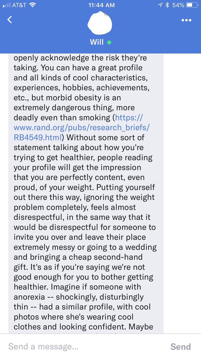 charliebrazen's tweet photo. Today in #datingwhilefat sad white boy is deeply offended that fat people are out here shamelessly dating. How dare us. https://t.co/mnks9Z3zy7