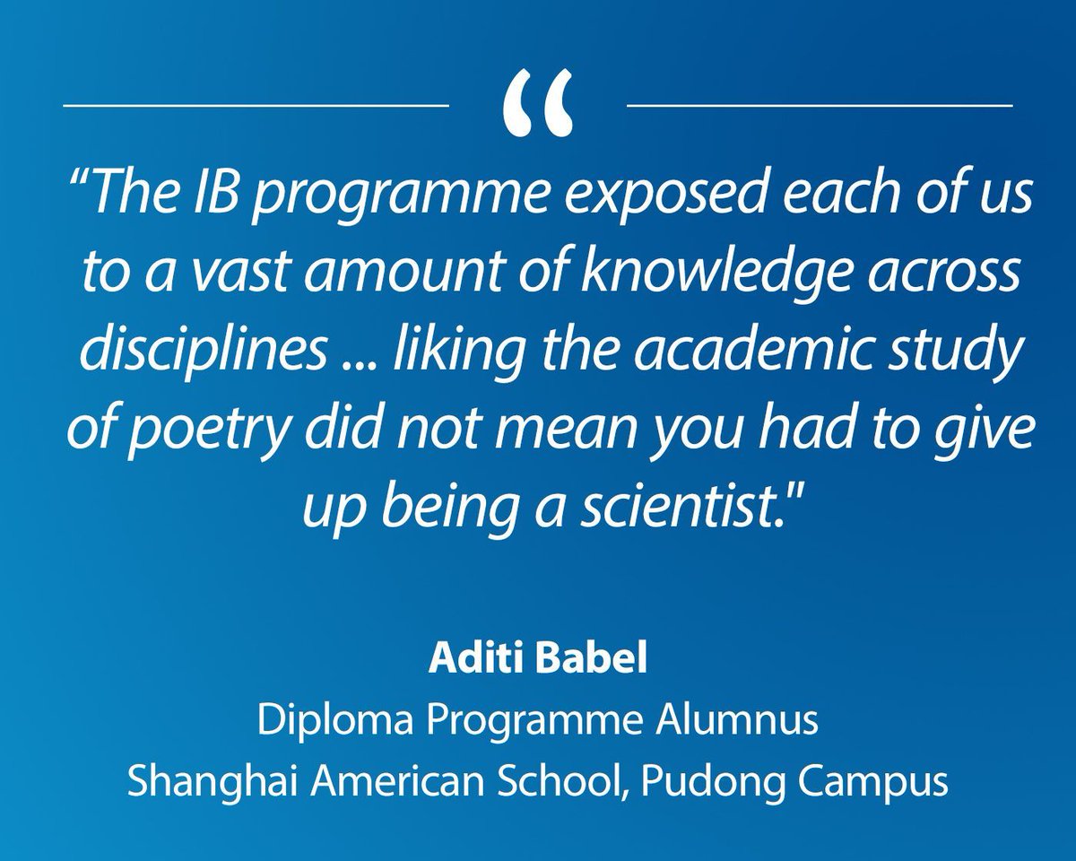 IBAlumniNetwork's tweet photo. "I cannot remember a time that creative writing was not a part of my routine." Alumna Aditi Babel reflects on balancing medicine with her creative interests for our blog series featuring graduate voices. https://t.co/fizCgoSVgP https://t.co/apZp3qdoUe