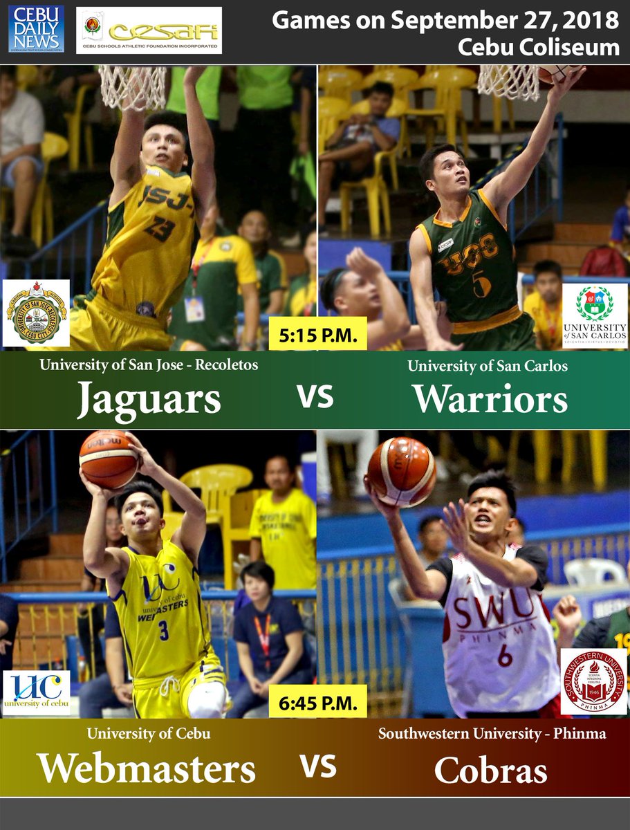 cebudailynews's tweet photo. Today's #Cesafi2018 schedule of games: https://t.co/eWtBhkeTt2
