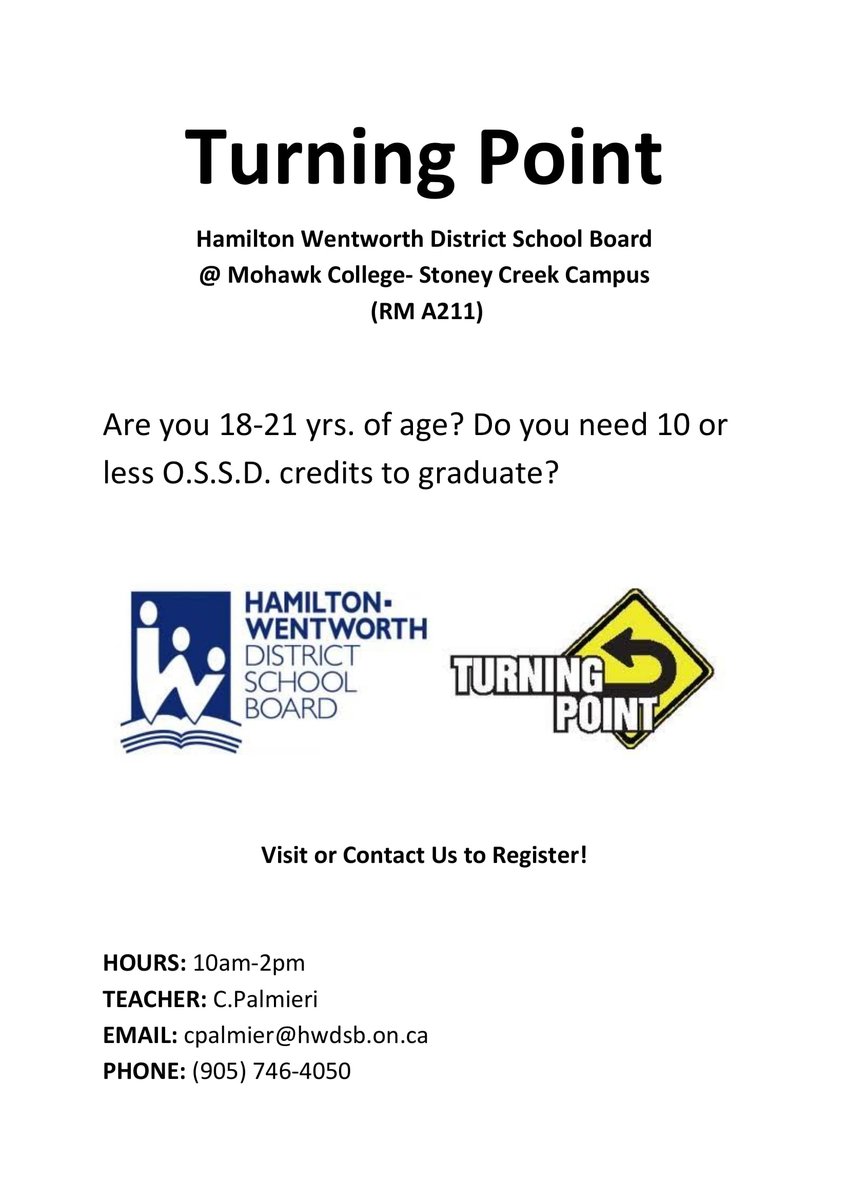 Ms. Palmieri (@mspalmieri10) on Twitter photo It's never too late to find your Turning Point in life! Come see me to start your new journey! #EducationForAll #graduationinsight <a href="/hwdsb/">HWDSB</a> <a href="/_GCooke/">𝑮𝒍𝒆𝒏𝒏 𝑪𝒐𝒐𝒌𝒆</a> <a href="/jasonrizza/">Jason Rizza</a> <a href="/HWDSBCommons/">HWDSB Commons</a> <a href="/SSHWDSB/">Student Success</a> It's never too late to find your Turning Point in life! Come see me to start your new journey! #EducationForAll #graduationinsight <a href="/hwdsb/">HWDSB</a> <a href="/_GCooke/">𝑮𝒍𝒆𝒏𝒏 𝑪𝒐𝒐𝒌𝒆</a> <a href="/jasonrizza/">Jason Rizza</a> <a href="/HWDSBCommons/">HWDSB Commons</a> <a href="/SSHWDSB/">Student Success</a>