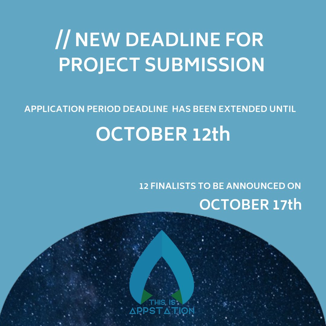 _appstation's tweet photo. // IMPORTANT INFORMATION

Due to the overdue of projects submission received, the deadline has been extended until October 12

More info at: https://t.co/NgIpjB4kGK

#ThisIsAPPStation #APP #technology #tech #challenge #startup https://t.co/l1KsMgvX14