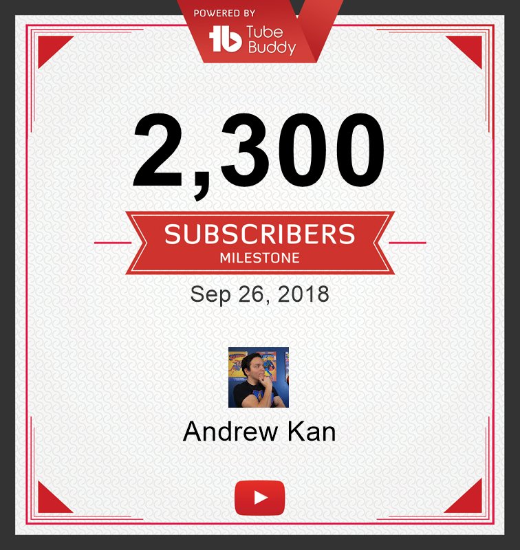 AndrewKanFilm's tweet photo. Thank you to everyone who has helped reach this milestone! I'm on track to hit my goal of 2,500 by the end of the year! 

https://t.co/y7QqsYdBAD 

#youtube #tubebuddy #startupcreator https://t.co/a5mHBJsGgd