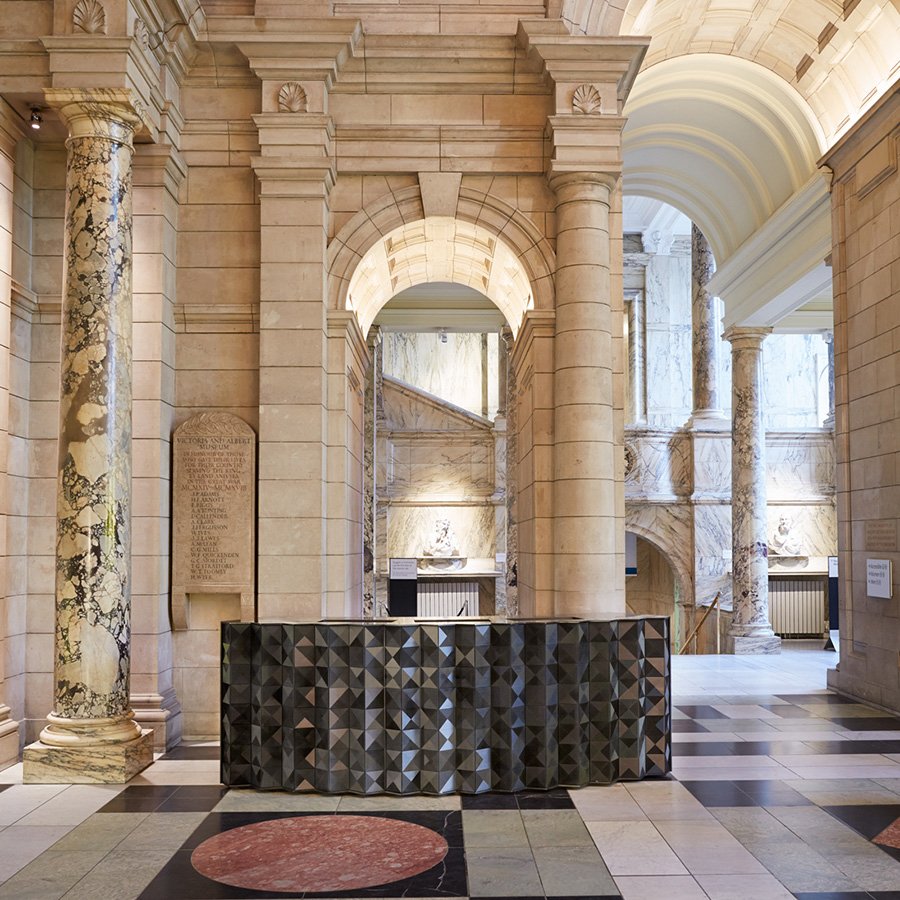 gilesmiller's tweet photo. Celebrating 5 years at the @vamuseum, the 'Louvres' desk has become a staple feature in the entrance hall during @l_d_f_official each year. https://t.co/vhPDyw2Lpy