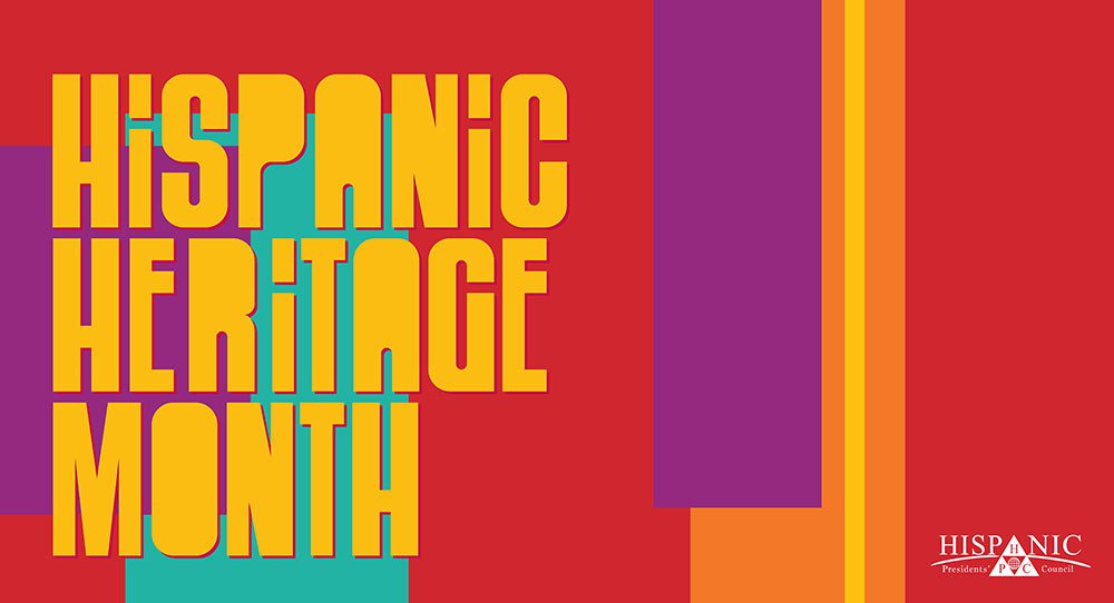 graphic reading hispanic heritage month with vibrant colors