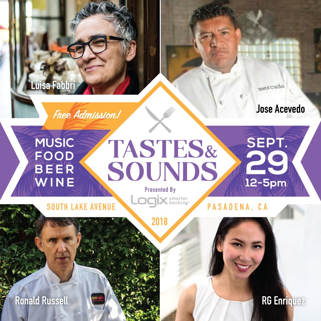 SouthLakeAvenue's tweet photo. Tastes &amp; Sounds #COOKINGDEMOSNEAKPEAK! Learn from these amazing chefs that will be part of the live Cooking Demos @ our Tastes &amp; Sounds Event on 9/29, 12pm-5pm . Location for cooking demo stage is @ 140 S. Lake Ave. in the courtyard. Visit https://t.co/gi2PMLnoOy for more info! https://t.co/tjrtWcshfv