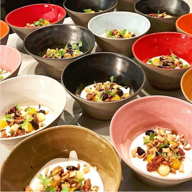 jschatzstudio's tweet image. Champe @persimmonri is taking our JS 157 Stoneware Everything Bowls to the next level. #jschatzearth #handmadetableware #thisiswhathandmadeis