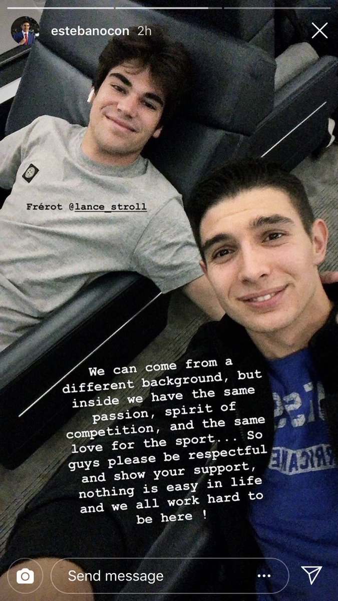 The_SportsRush's tweet photo. Ocon’s post for brother Stroll https://t.co/SJzafmce6O