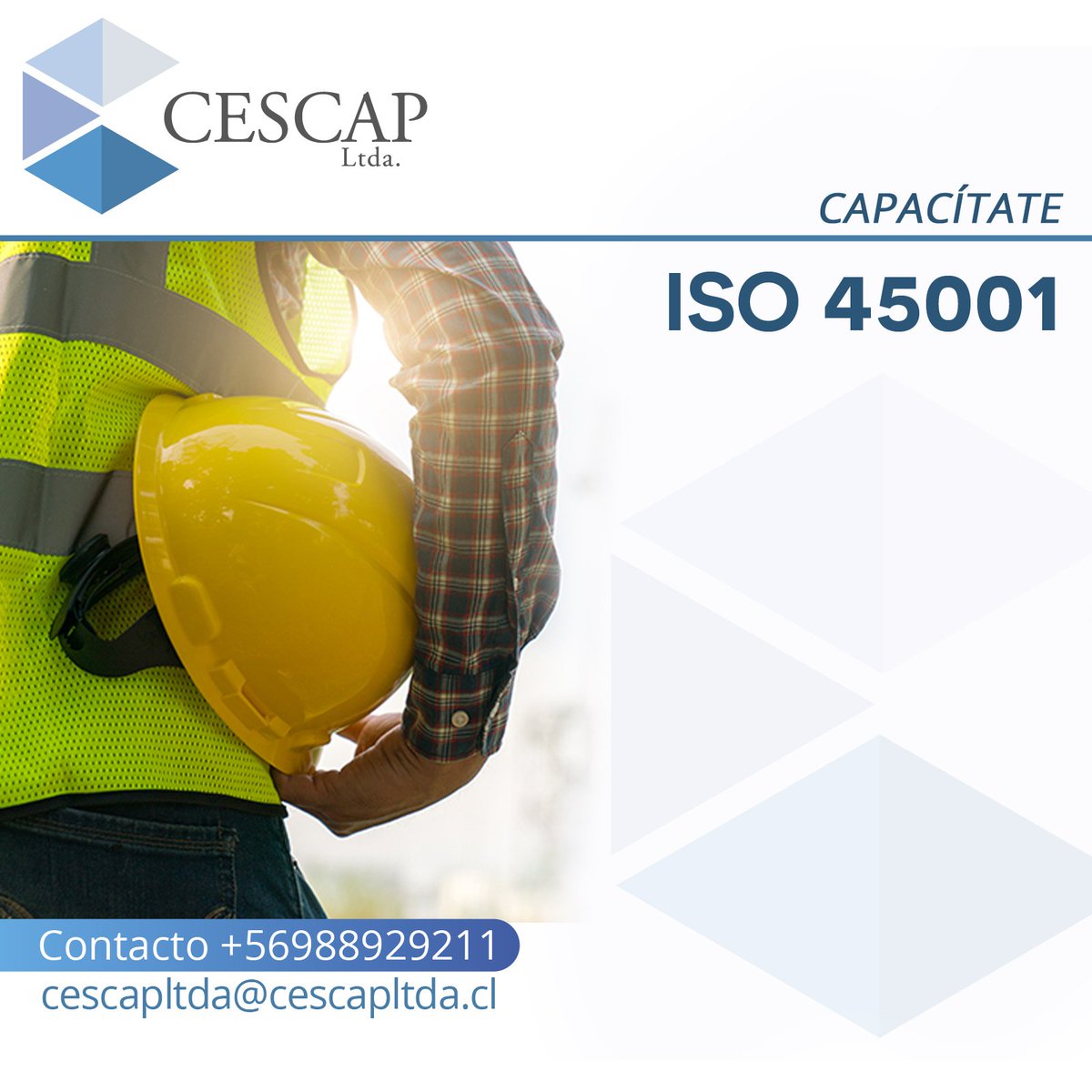 cescap_ltda's tweet photo. ¿Sabes cuáles son los beneficios de la Norma ISO 45001? Se parte de nuestro curso en Octubre y capacítate!. https://t.co/sJACHTg6NC #ISO #normaiso #capacitacion https://t.co/lqz4LCyITs