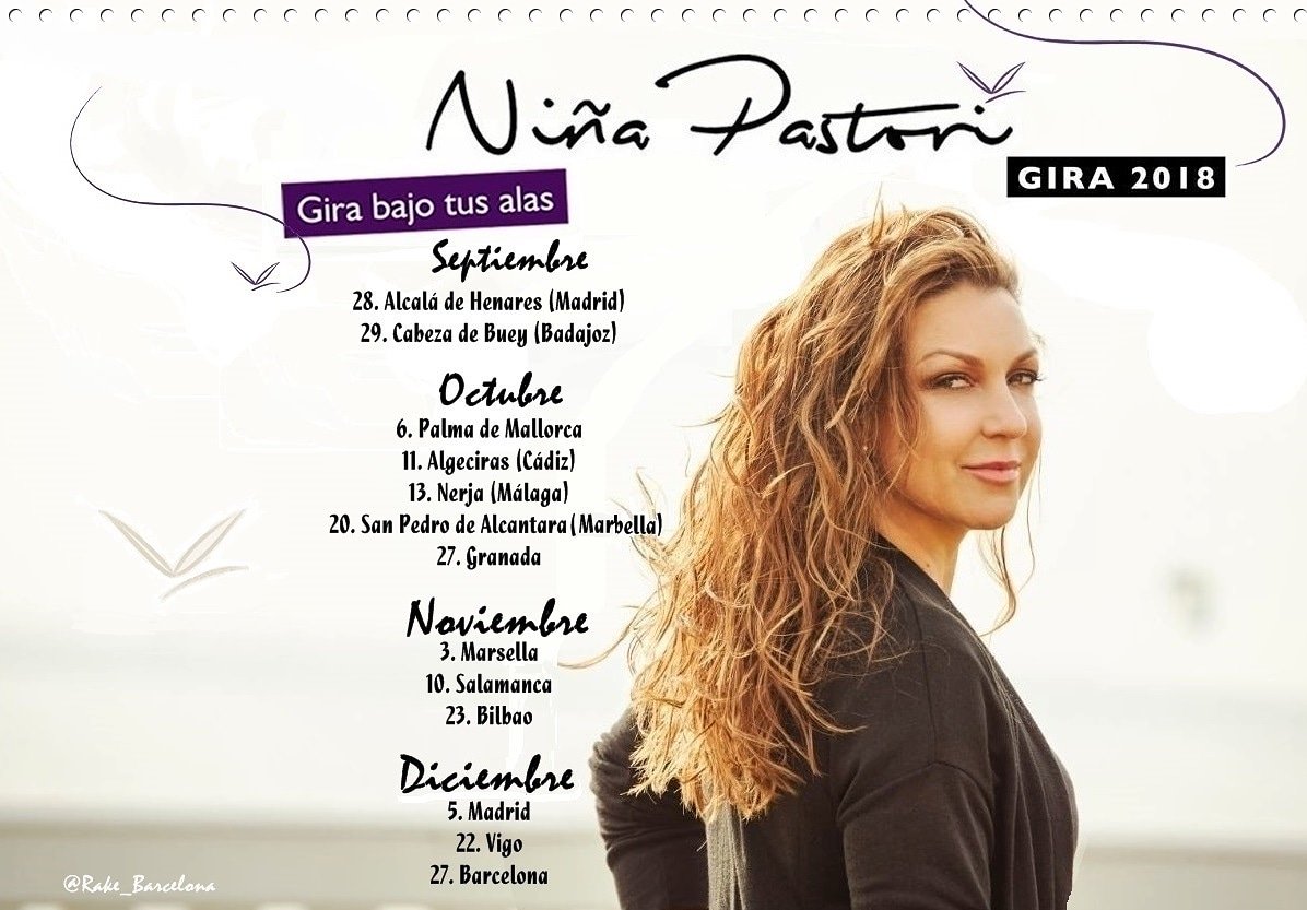 Próximos conciertos #NiñaPastori <a href="/npastorioficial/">Niña Pastori Oficial</a> #GiraBajoTusAlas #Gira2018
☆ <a href="/RINCONDEPASTORI/">RINCON DE LA PASTORI</a>